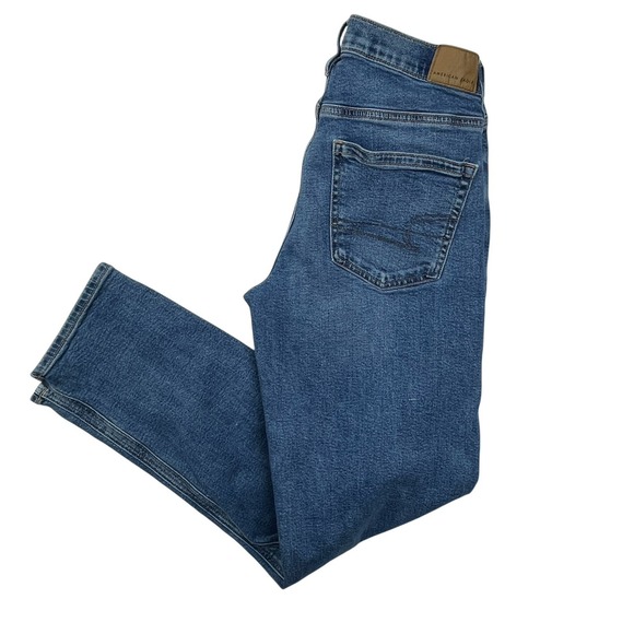 American Eagle 90's Straight Jeans Women's 0 Blue Denim Stretch Medium Wash - Picture 6 of 9